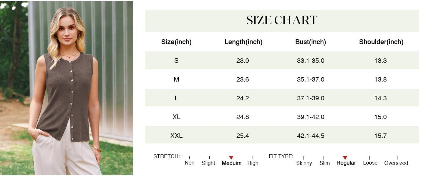 Arach&Cloz Women's SummerVibes Wool Blend Tank Top Button Down Non See Through Casual Business Outfit 2026