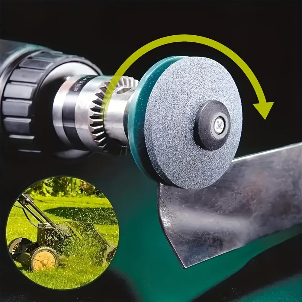 Fast lawn mower blade sharpening