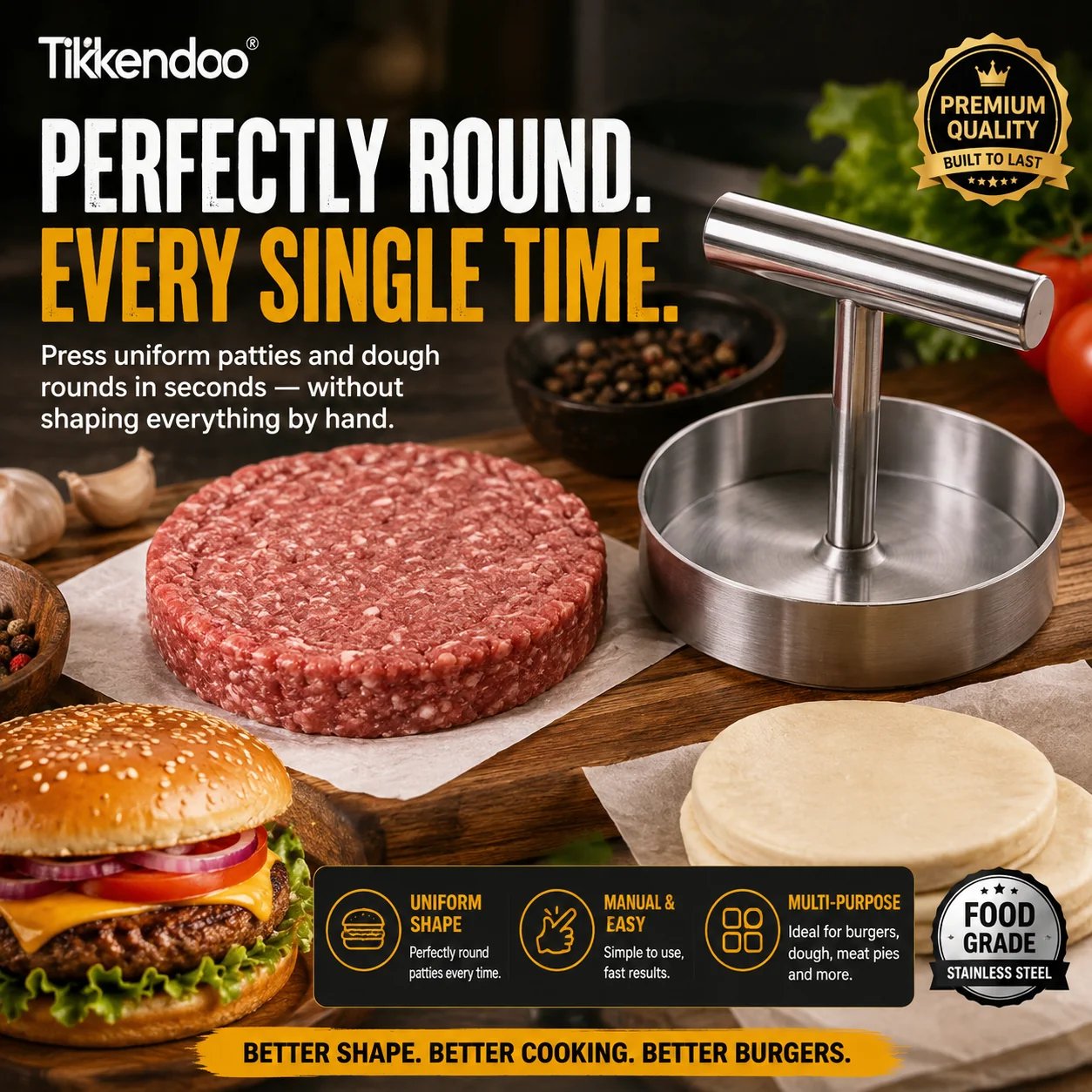 Stainless steel manual burger patty press Stainless steel manual burger patty press