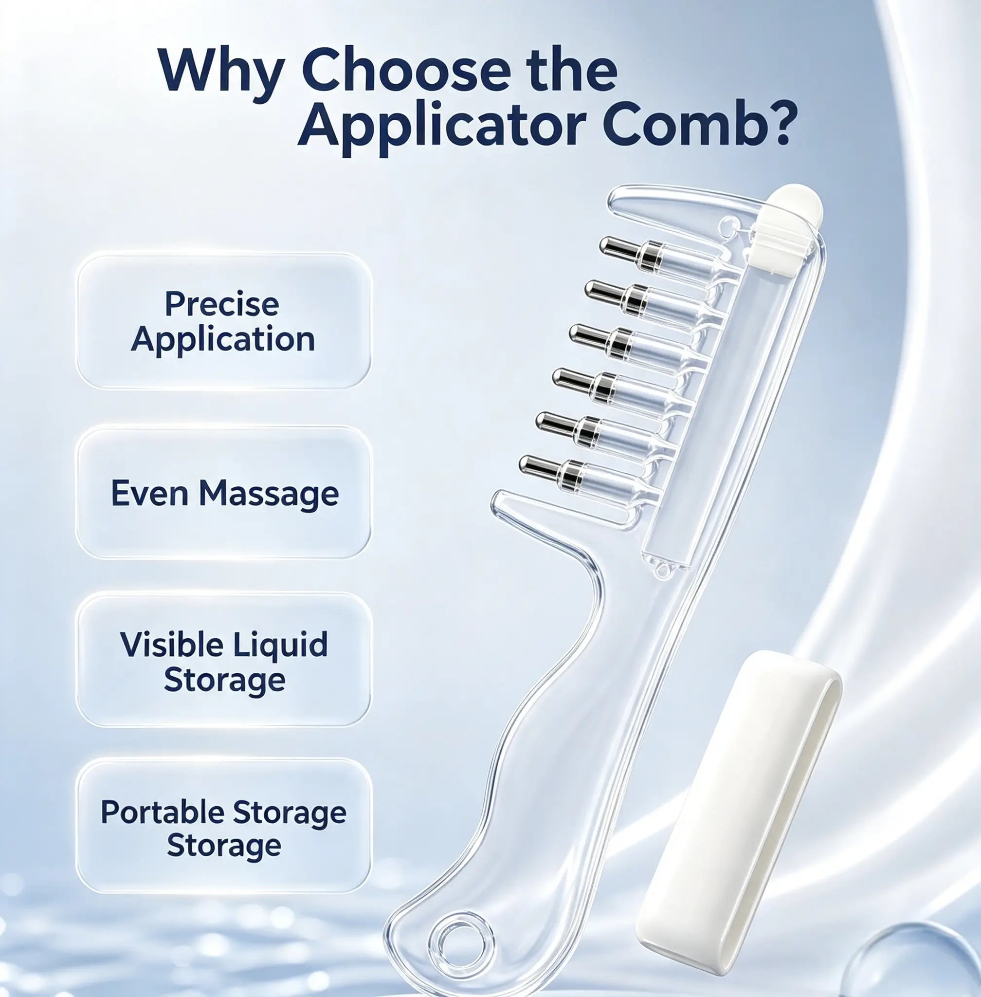 Scalp applicator delivering liquid near the roots