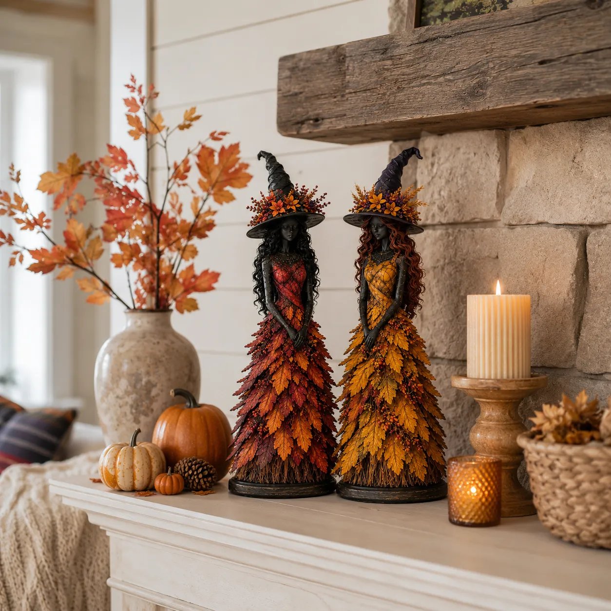 Autumn witch figurine home decor display