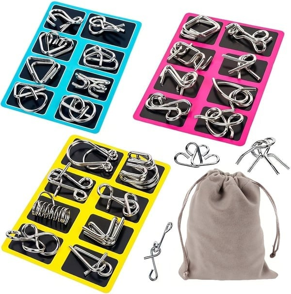 Montessori Metallisches Denkspielzeug - 24-teiliges Set zur Förderung des räumlichen Denkens - Komplettes Set A+B+C (24-teilig)