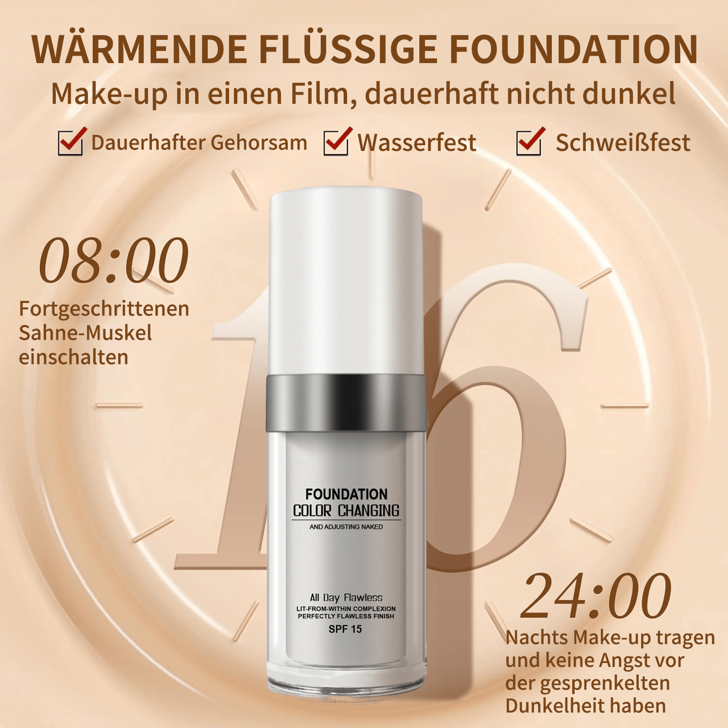 Nahaufnahme der Foundation Textur und Deckkraft