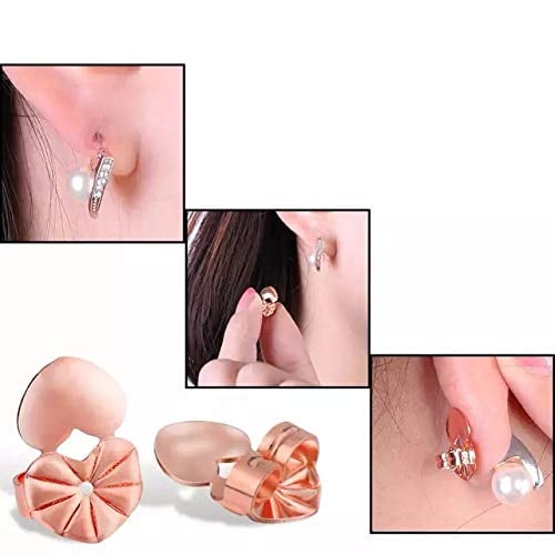 Detailansicht des Ohrring-Stabilisators, der auf den Ohrringstift geschoben wird