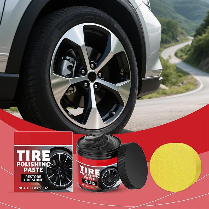Tire Shine Balm with Sponge – Deep Black Tire Finish