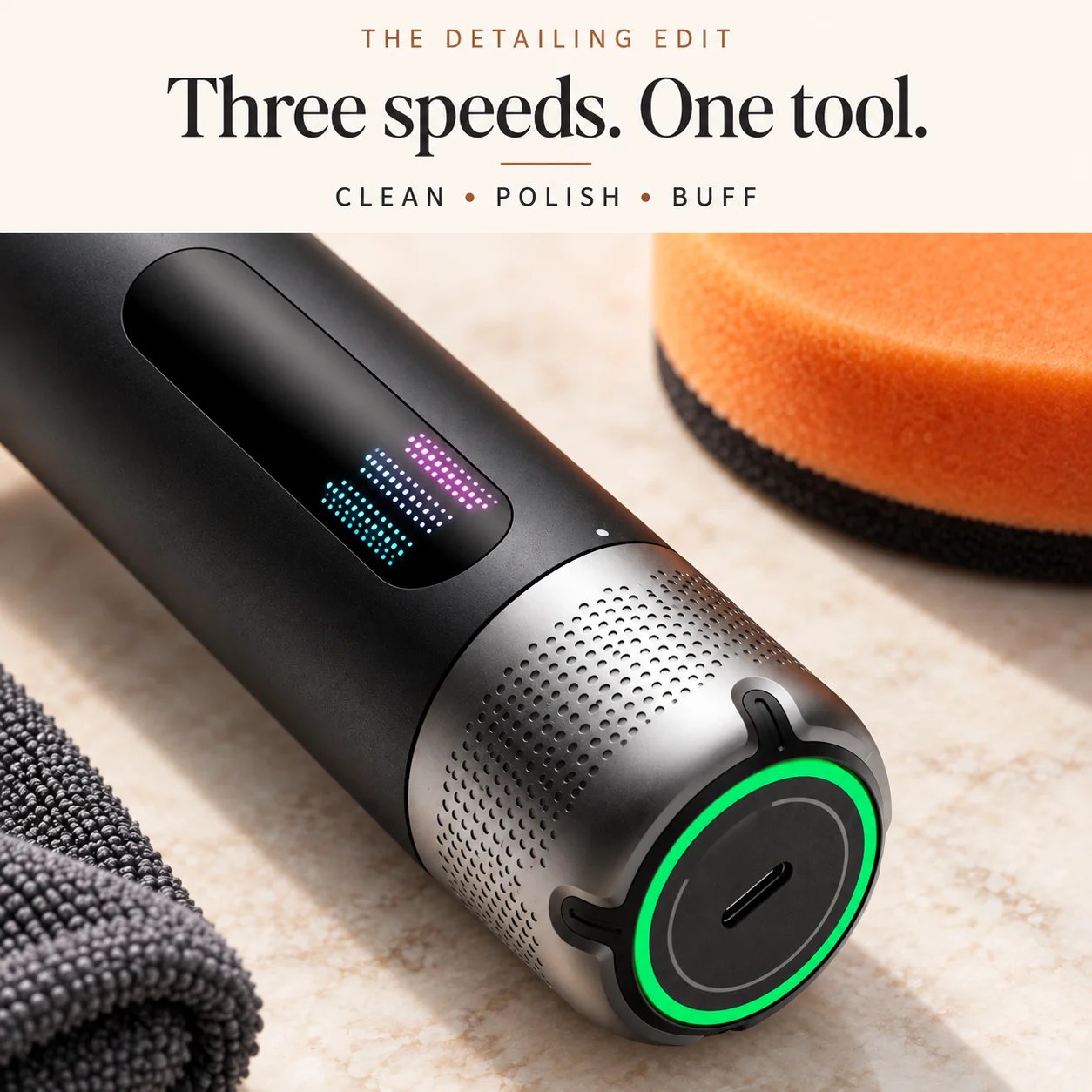 3-in-1 Cordless Car Polisher – 12,000 RPM Rechargeable Tool