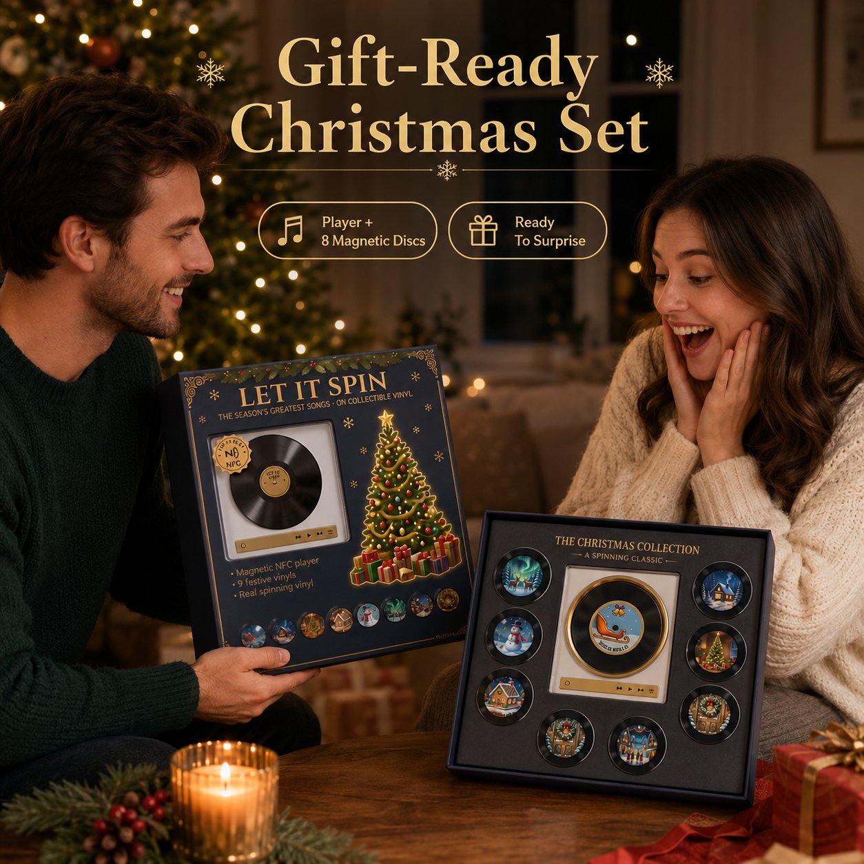 Retro Christmas music player gift box