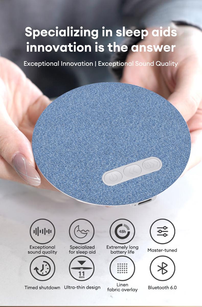 HYUNDAI S1 Ultra-Thin Bluetooth Pillow Speaker with Bluetooth 6.0, Soft Immersive Sound Field, Pillow CD Player for Bedtime Music & Audiobooks, Headphone-Free Sleep Speaker, Compatible with Android & iOS