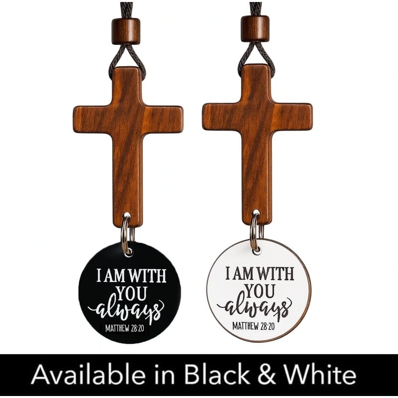 Daily Bible Verse Car Cross Charm on Rearview Mirror