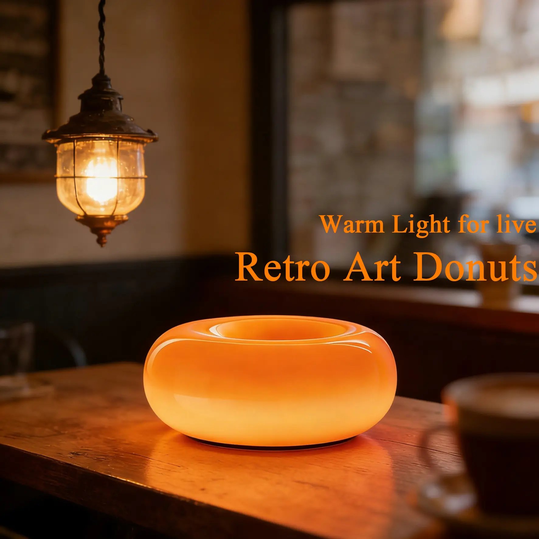 Doughnut LED night lamp in a warm home setting