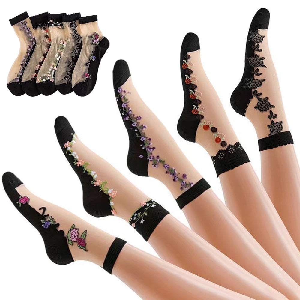 Floral Glass Socks