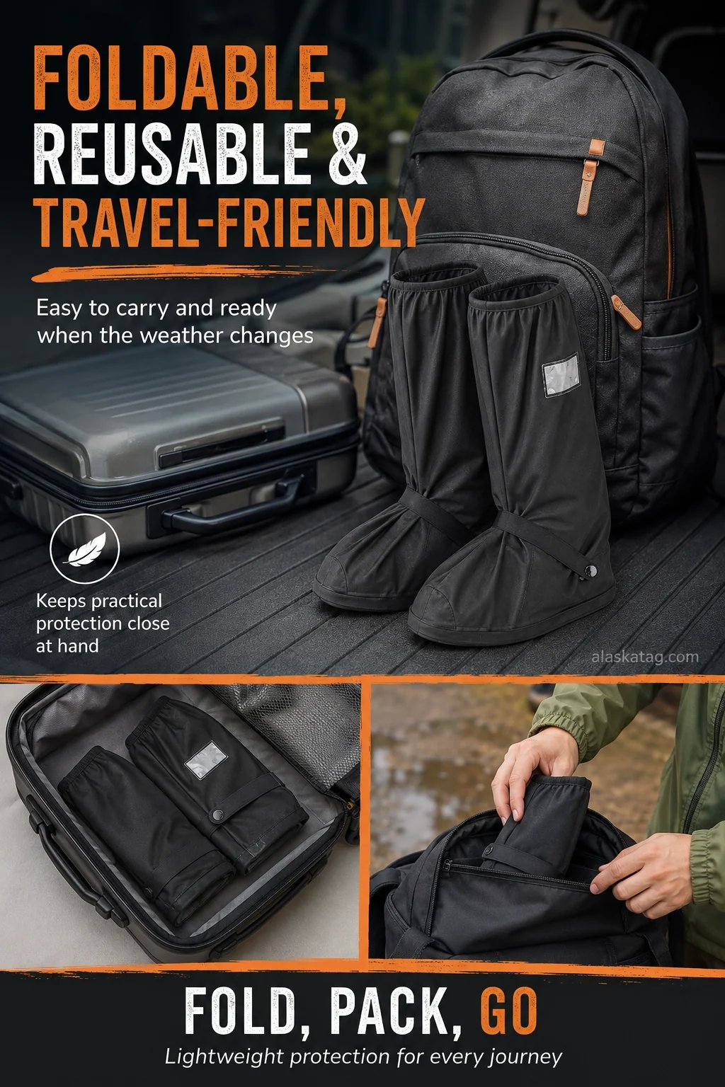 Foldable reusable and travel-friendly waterproof shoe covers
