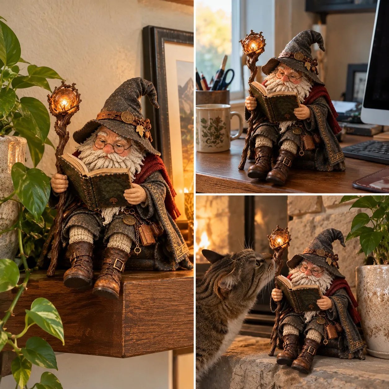 Fantasy scholar figurine in reading space