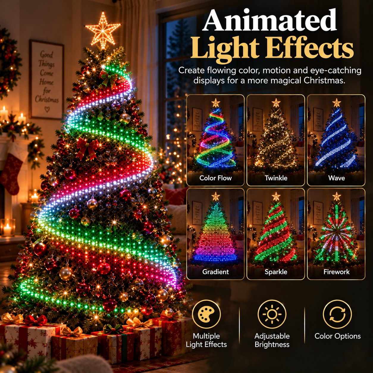 Animated LED Christmas tree light effects