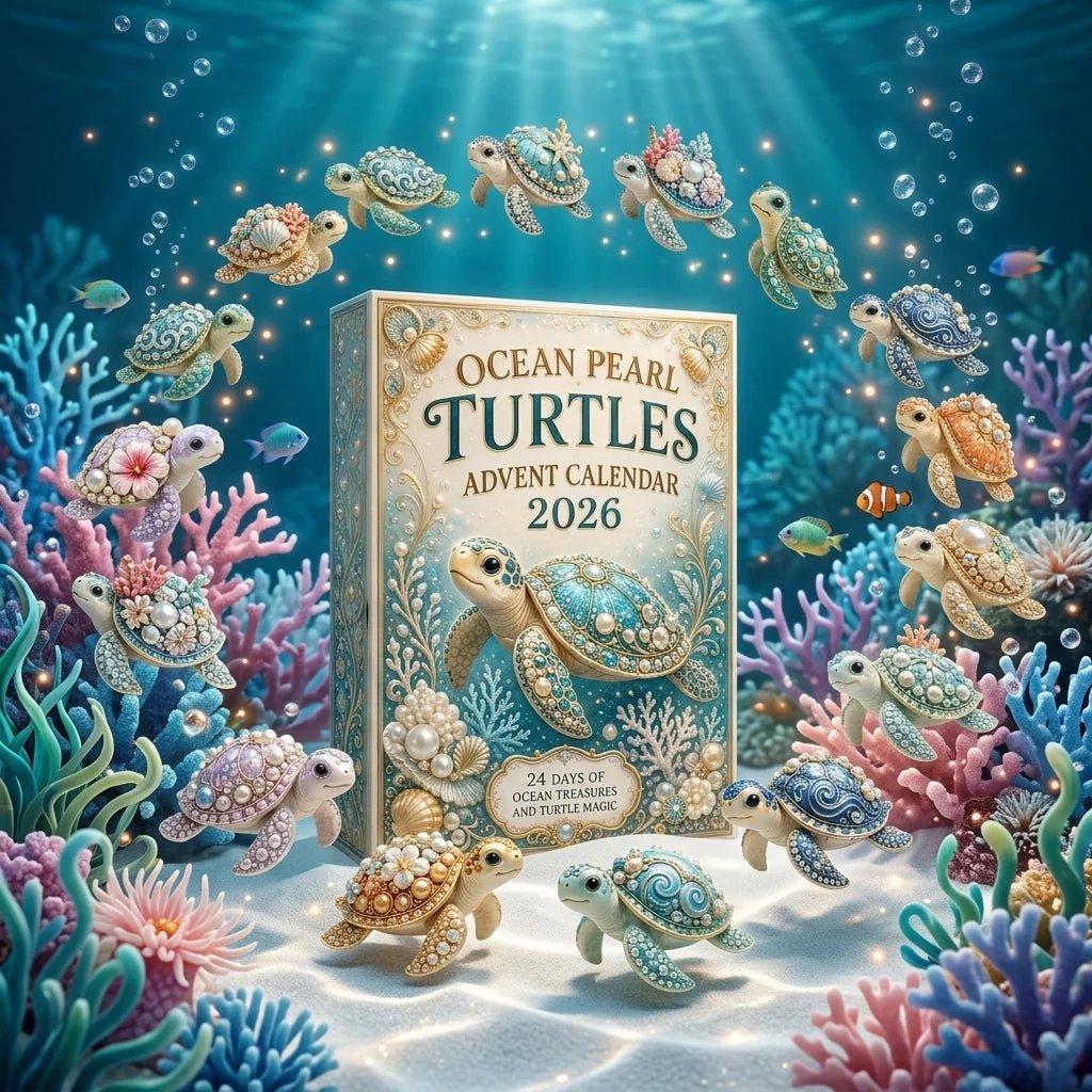 Ocean Pearl Turtles Advent Calendar 2026 – 24 Sea Turtle Collectibles Christmas display