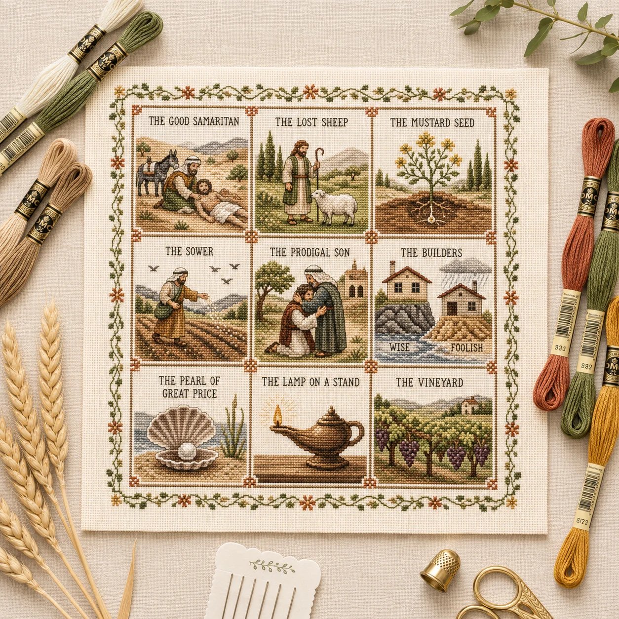 Nine parables of Jesus cross stitch