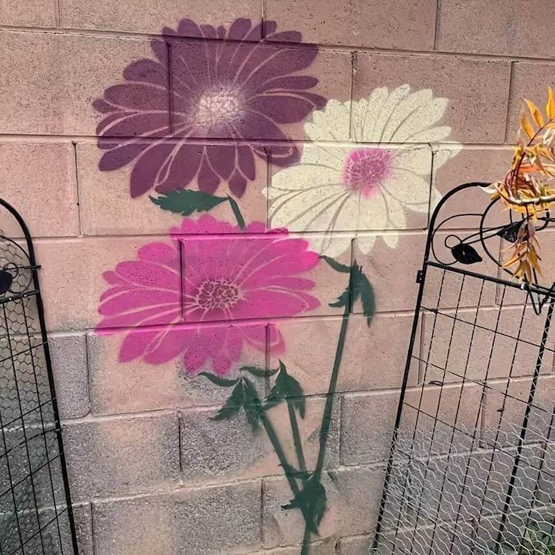 用于墙篱笆的大型雏菊模板 用于绘画的花卉模板 用于家庭花园装饰的花卉模板 3 件带有茎叶模板的雏菊花模板,每个用于绘画的雏菊模板尺寸为 13.8 x 12 英寸、13.8 x 10 英寸。只需反复重复茎模板,添加雏菊花,然后将模板叶子放在茎上即可。 5 用于墙篱笆的大型雏菊模板 用于绘画的花卉模板 用于家庭花园装饰的花卉模板 3 件带有茎叶模板的雏菊花模板,每个用于绘画的雏菊模板尺寸为 13.8 x 12 英寸、13.8 x 10 英寸。只需反复重复茎模板,添加雏菊花,然后将模板叶子放在茎上即可。 5