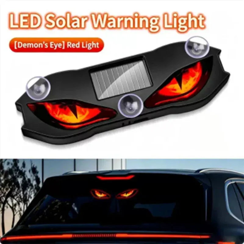 Solar-LED-Warnleuchte fürs Auto – „Devil Eye“-Design - Rot / Rot