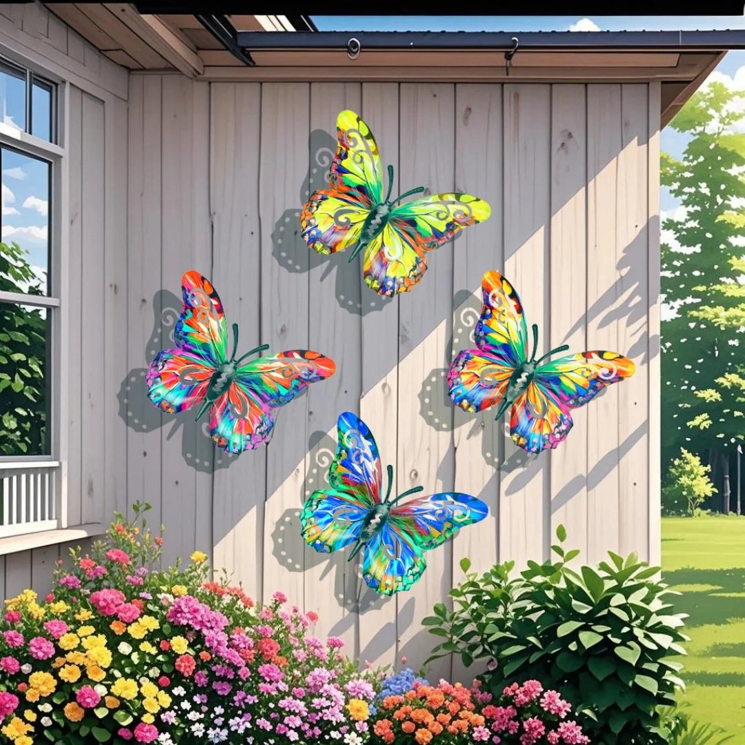 Vibrant metal butterfly wall art