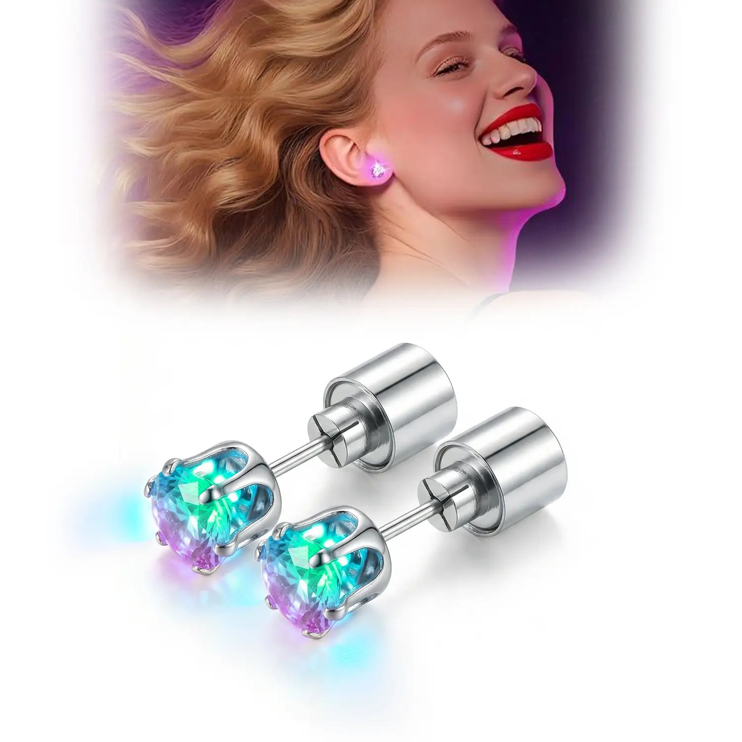 LED Crown Pendant Earrings - Light-Up Party Jewelry