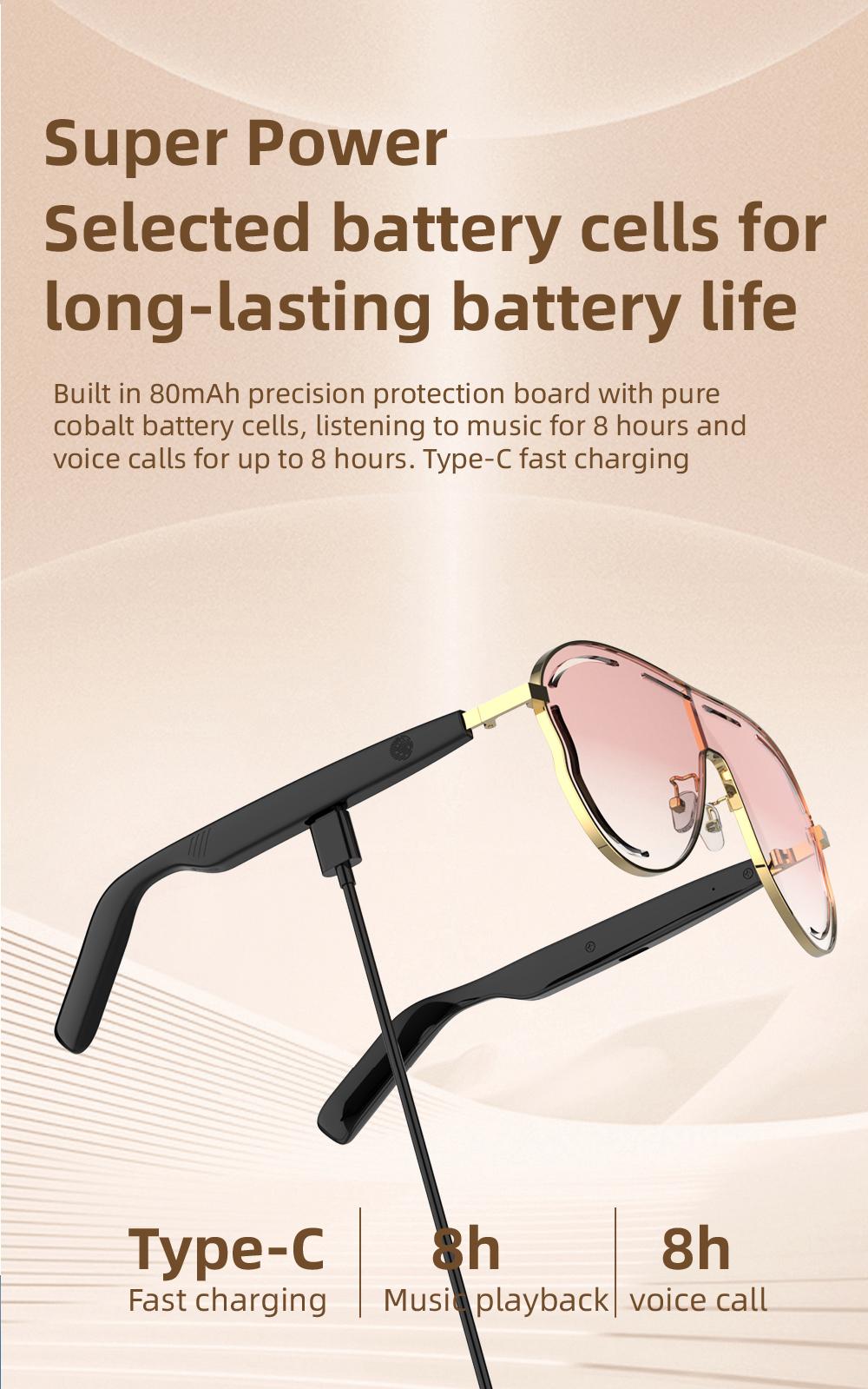 DVKIX  Smart Bluetooth 5.4 Sunglasses with Open-Ear Audio Blue Light Blocking UV Protection Waterproof for Outdoor Sports Daily Wear Electronic Gadgets,as a Christmas gift