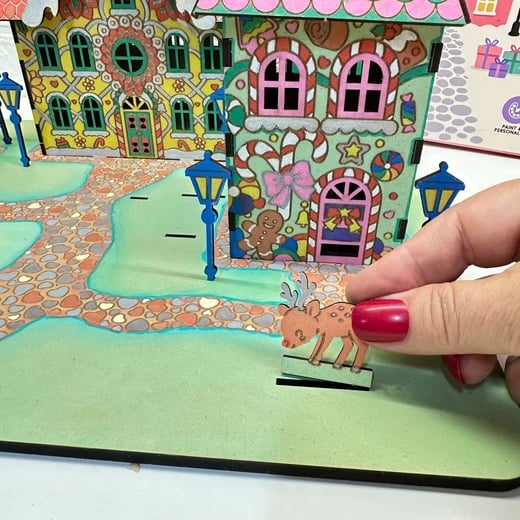 Placing a piece on the cobblestone path