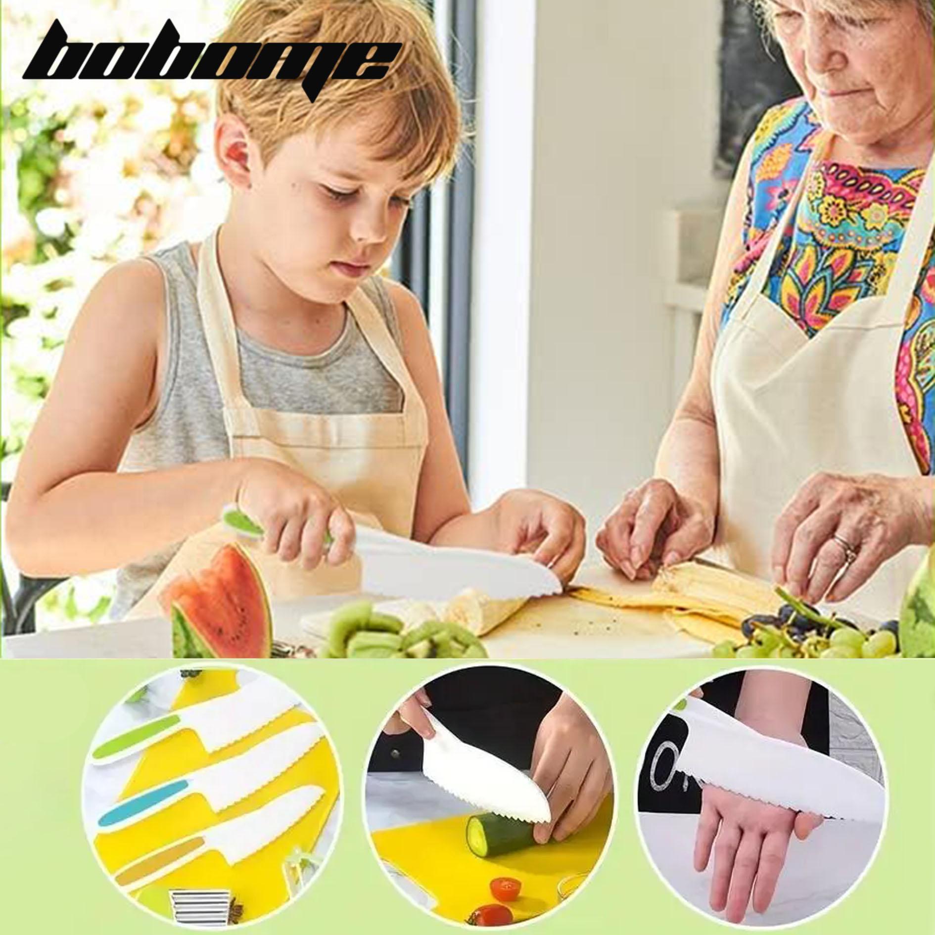 BOBOME 32 Pcs Kitchen Knife Set for Vegetables, Fruits, Cheese, and Other Foods with Safe Grip Handles - Durable PP Material for Kids Utensils Kitchenware