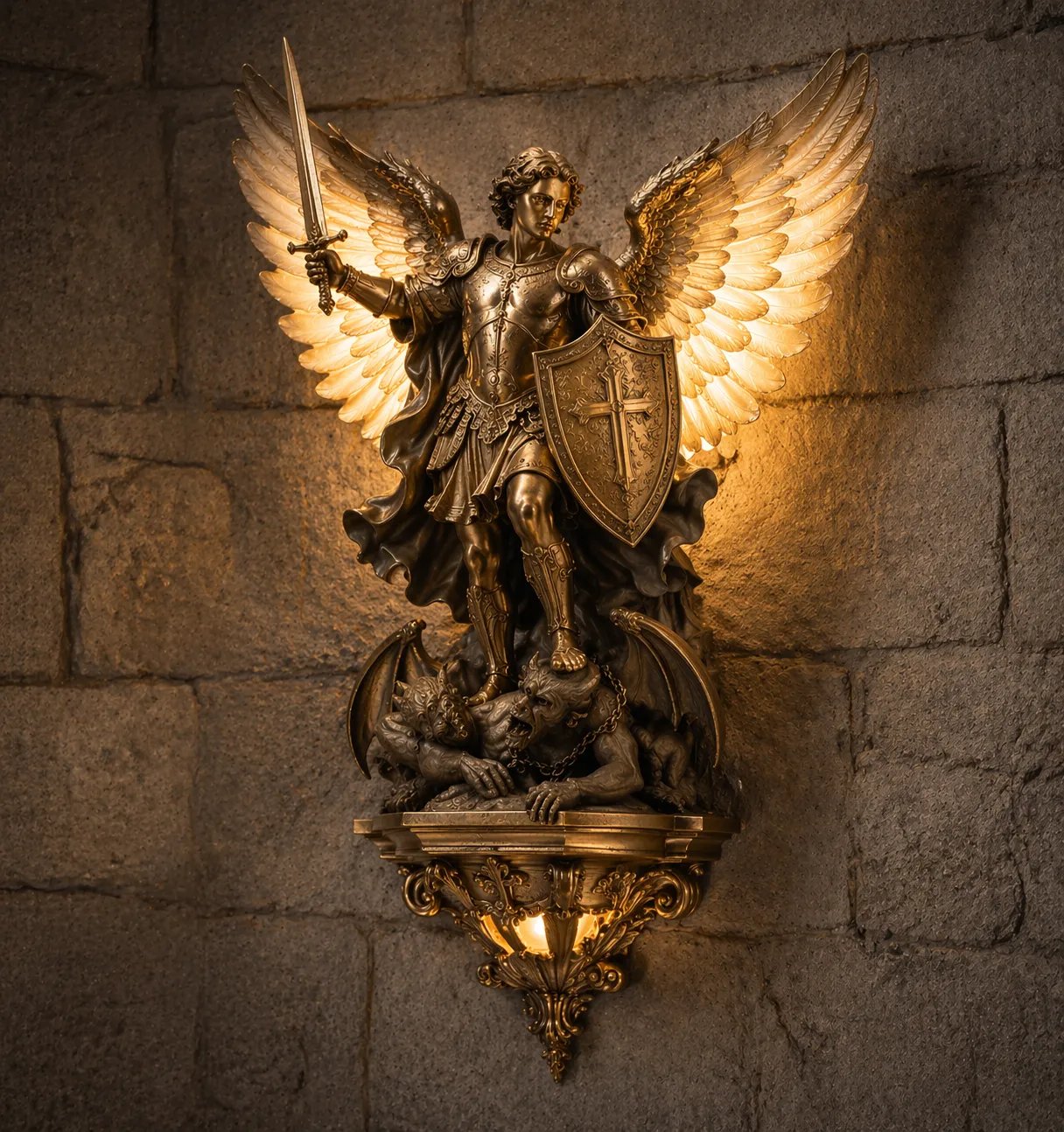 😇 Archangel Michael Wall Lamp – Guardian of Light & Valor ⚔️🛡️