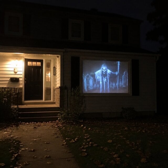 Mason Halloween projector customer photo