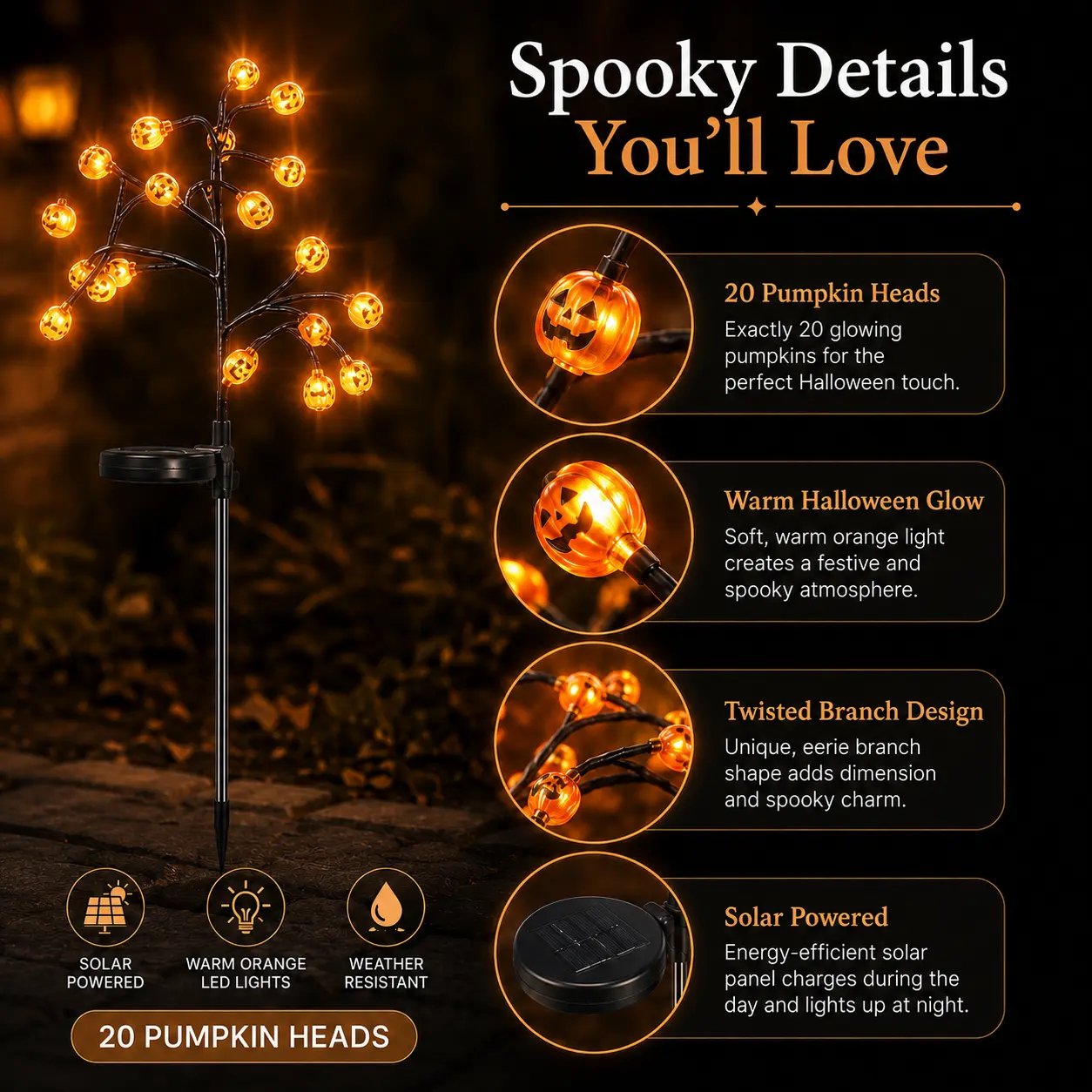 Pumpkin solar branch light details