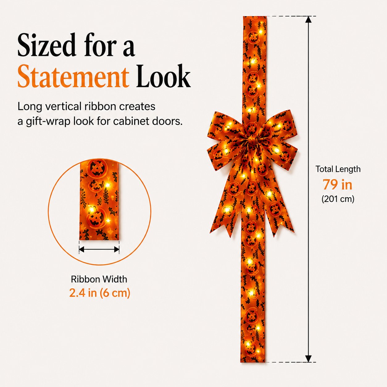 Halloween cabinet door ribbon dimensions