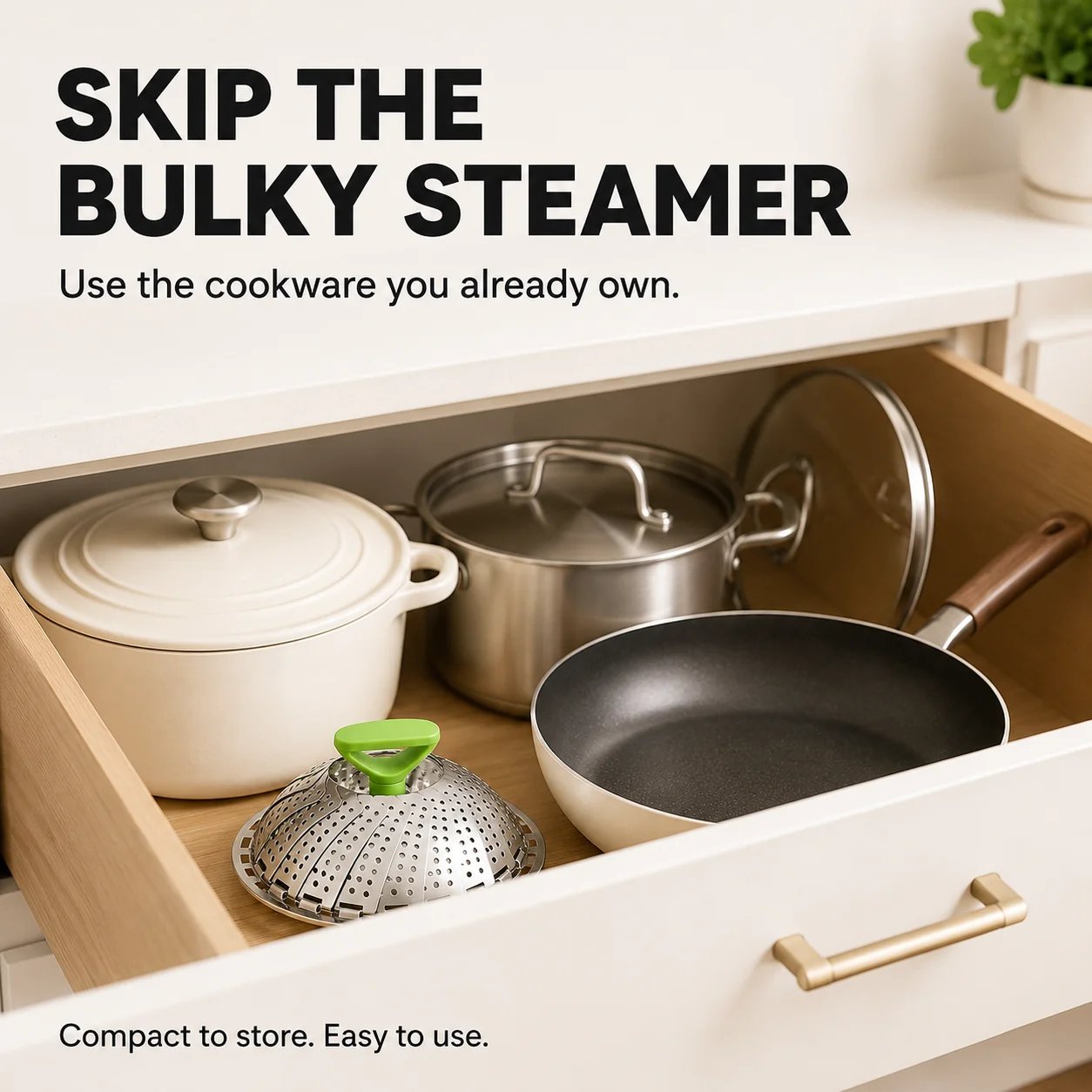Compact folding steamer basket