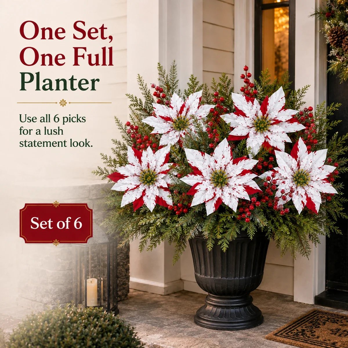 Full Christmas arrangement with six floral picks