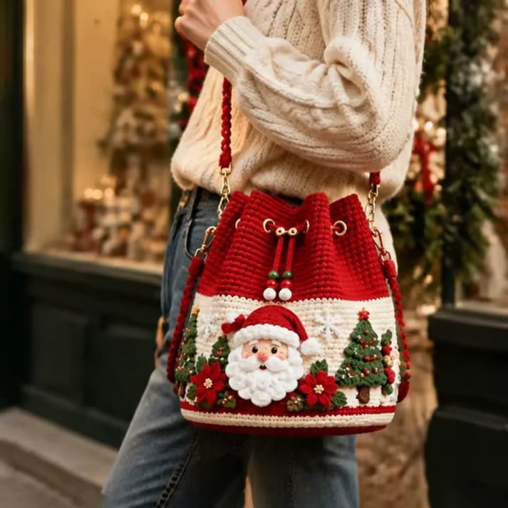MerryStitch holiday crochet bag design