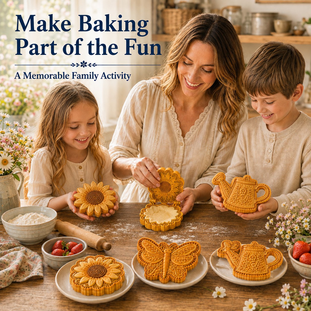 Family spring baking with decorative molds