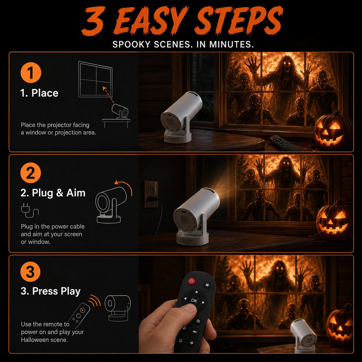 Fgorre Halloween window projector setup