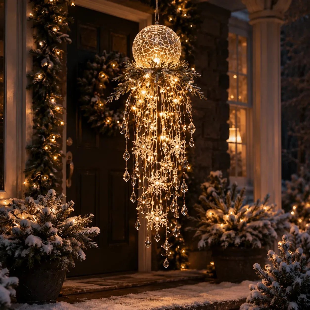 Crystal Cascade Christmas light holiday scene