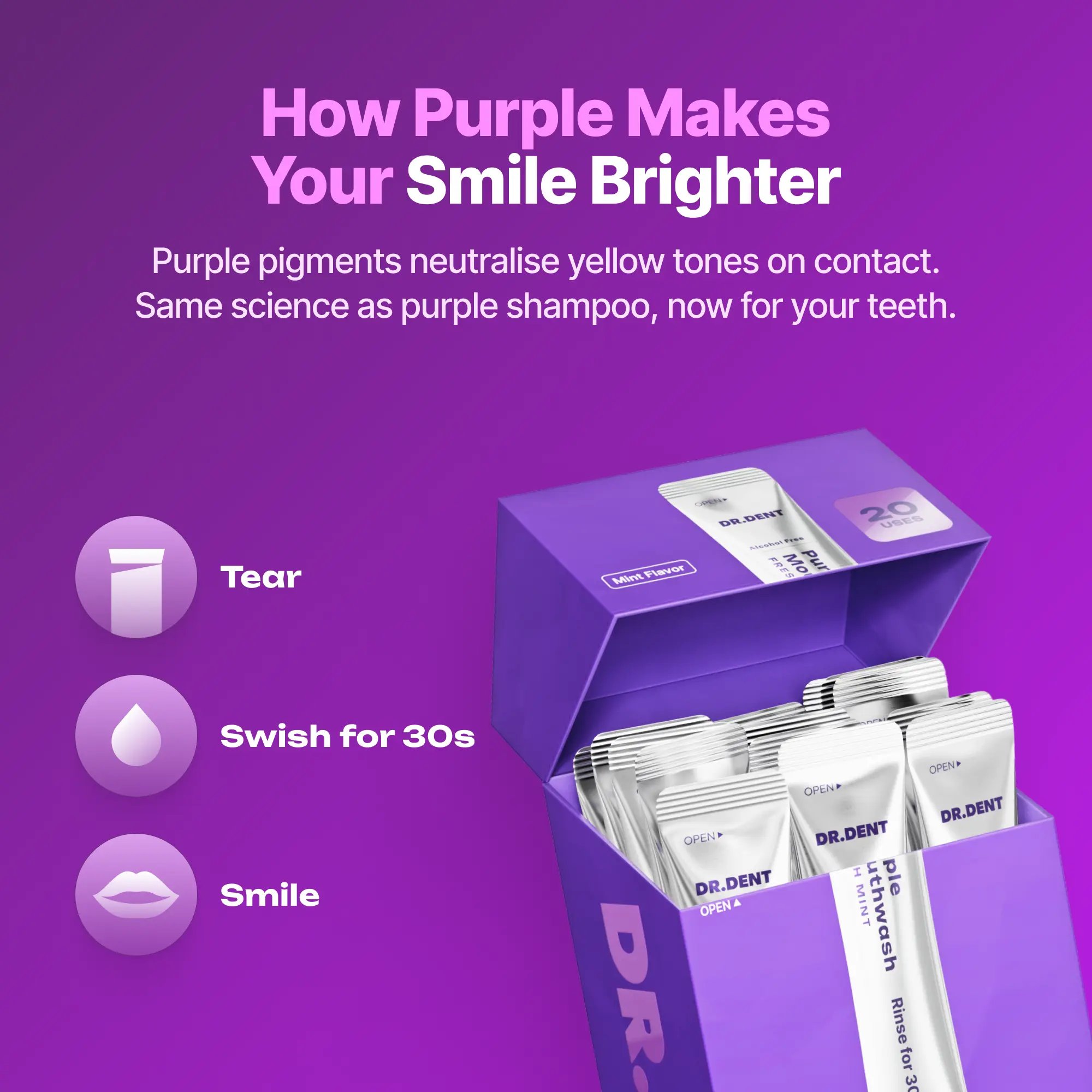 Purple mouthwash oral care set