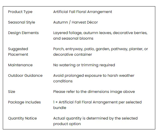 Product information for the Autumn Harvest Floral Garden Stake Arrangement