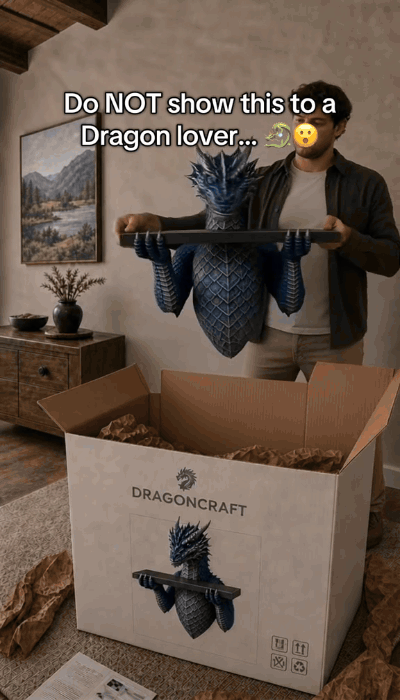 3D dragon wall mounted display shelf with LED lighting