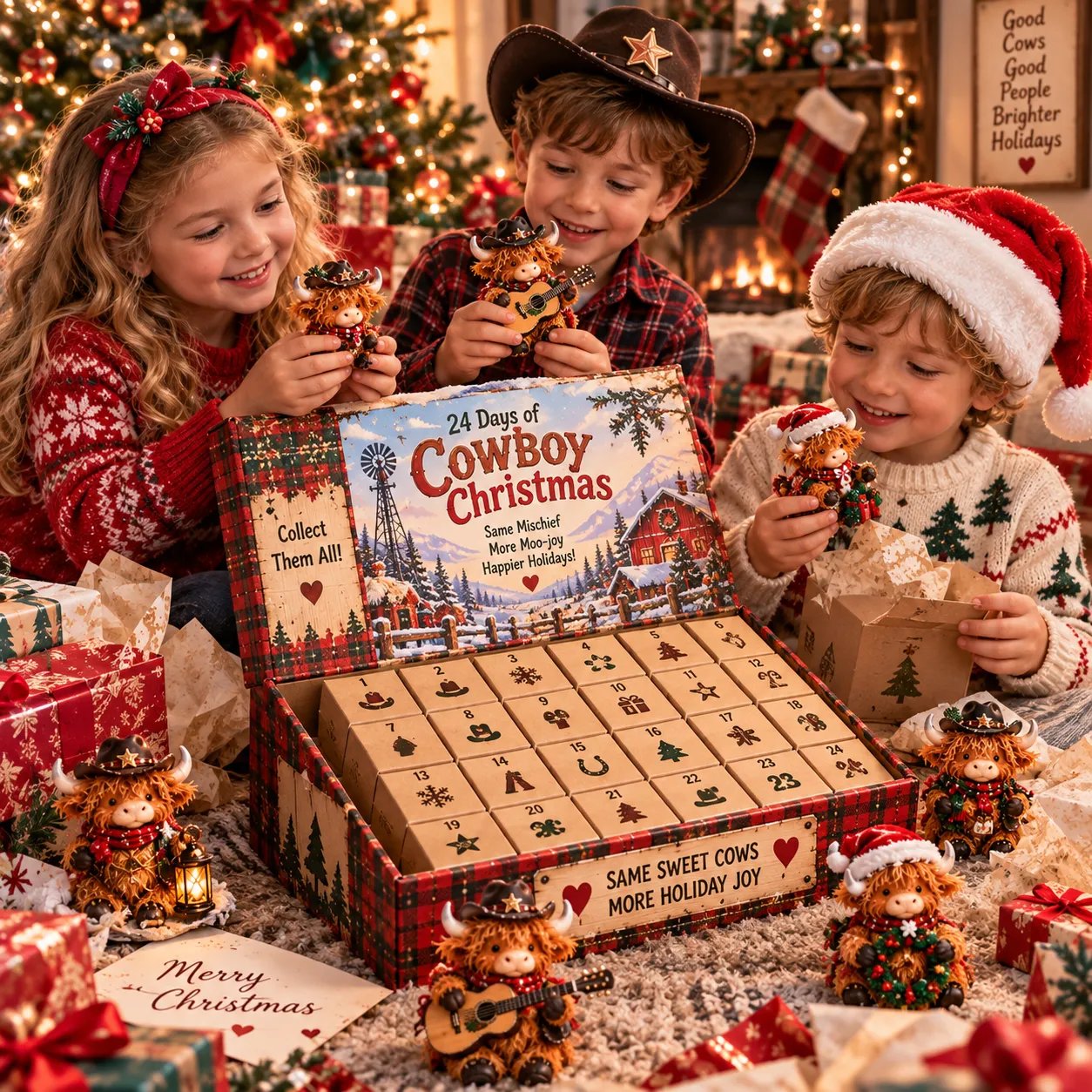 24 Days of Cowboy Christmas Highland Cow Advent Calendar