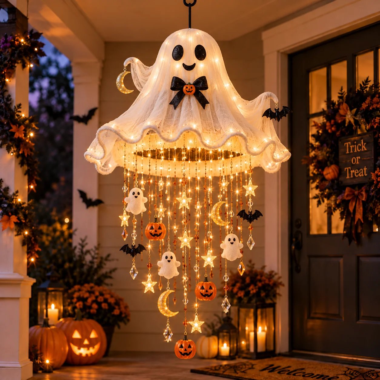 Ghostly Glow Halloween Hanging Chandelier