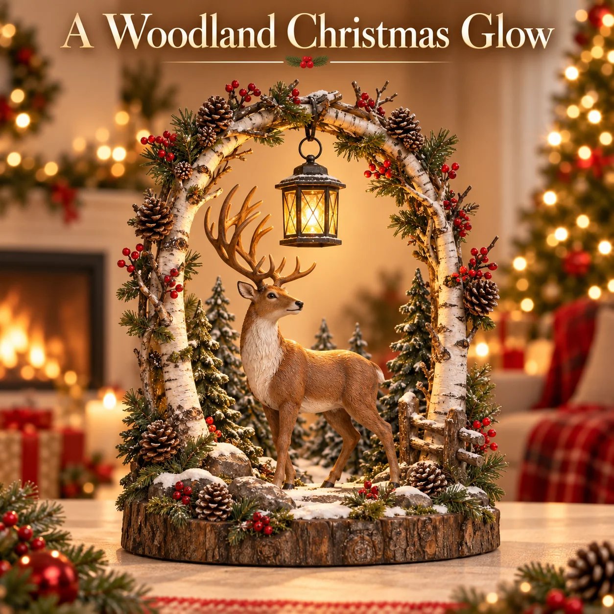 Detailed woodland reindeer Christmas decoration