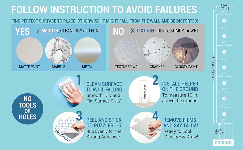 Follow instruction to avoid failures and make perfect growth chart mirror for kids