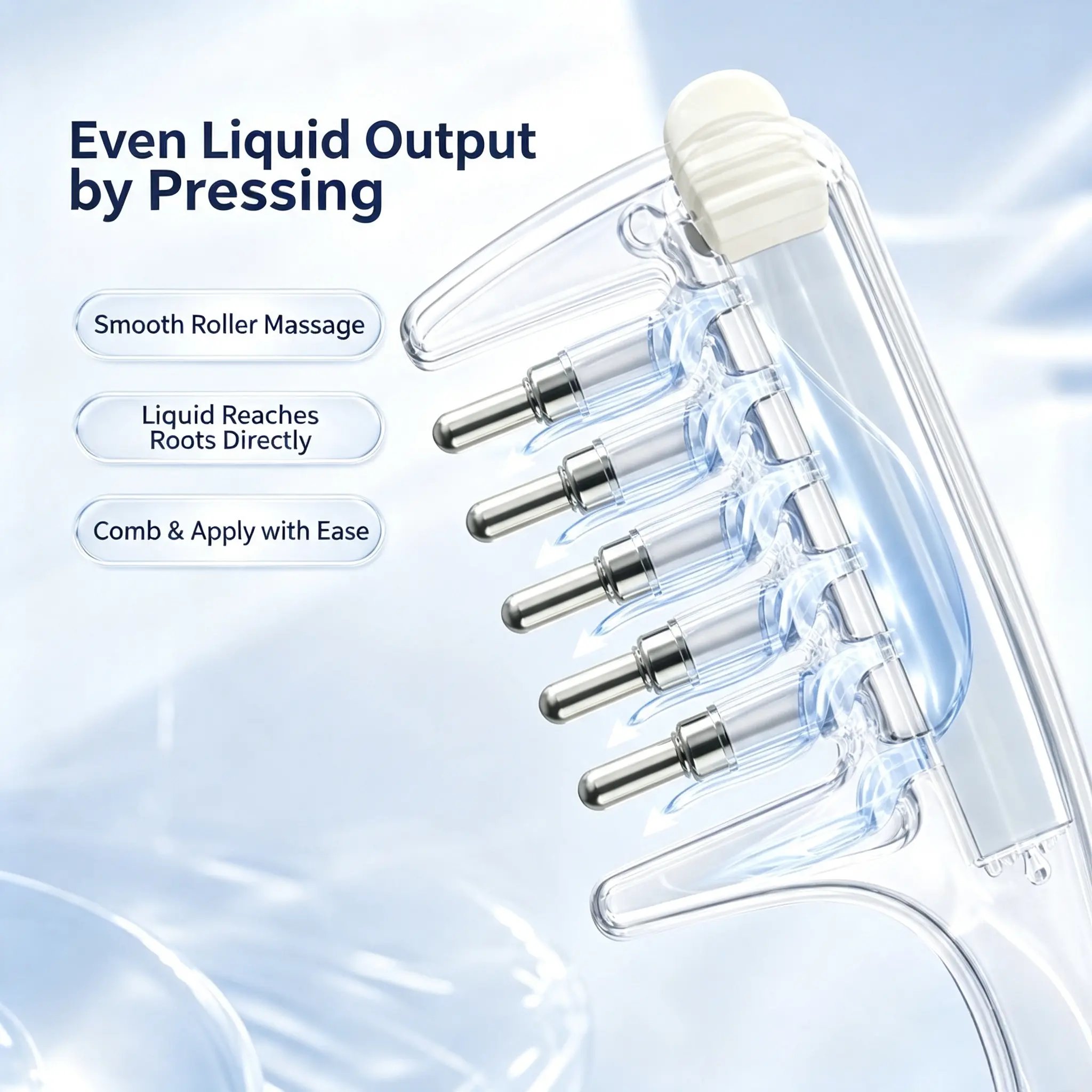 Scalp applicator compatible with hair care liquids