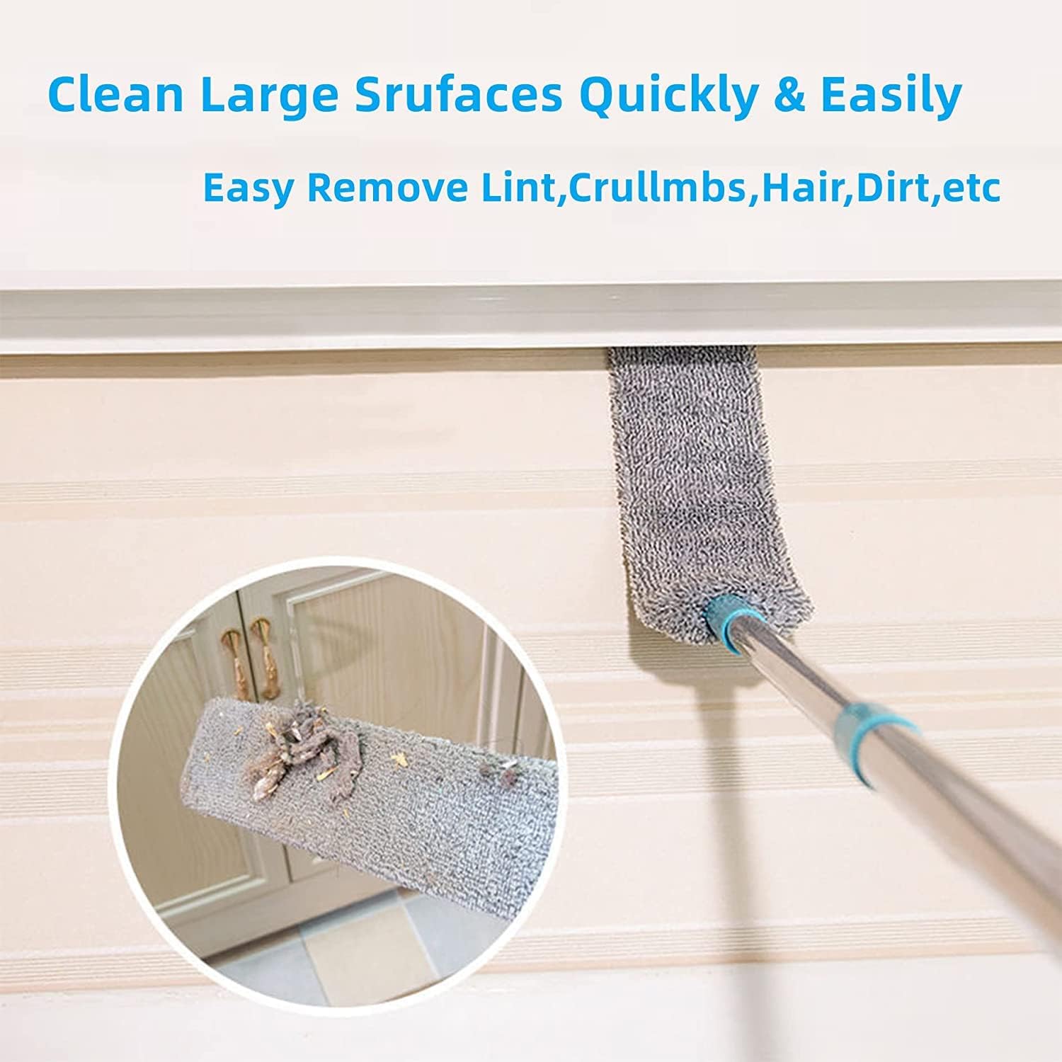 🔥Extendable Microfiber Gap Duster | 1 Duster + 2 Washable Replacement Pads, Clean Hard-to-Reach Corners, Under Appliance, Bed & High Ceiling