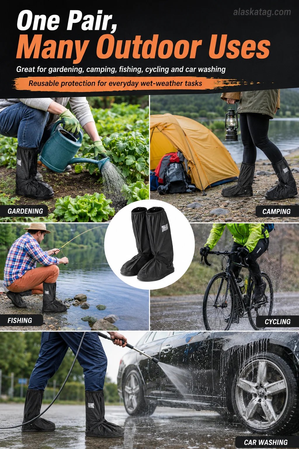 Reusable shoe covers for gardening camping fishing cycling and car washing