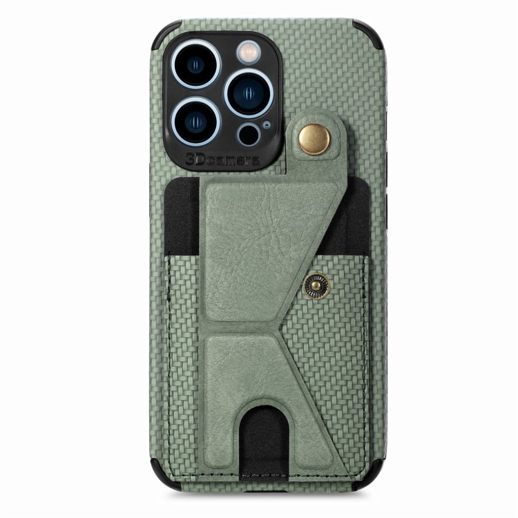 For iPhone 13 Pro Max K-shaped Magnetic Card Phone Case (Green) - 1