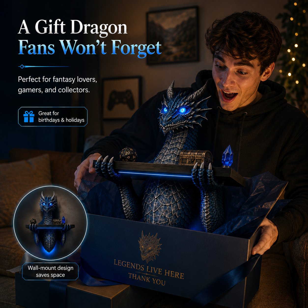 Dragon wall display presented as a fantasy gift