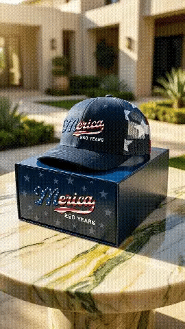 'Merica USA Flag 250 Years embroidered trucker hat
